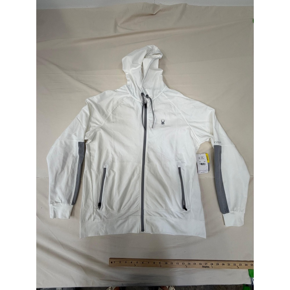 Spyder Mens Full Zip Hoodie White Grey ProWeb Sun Protection SMK077 XL New